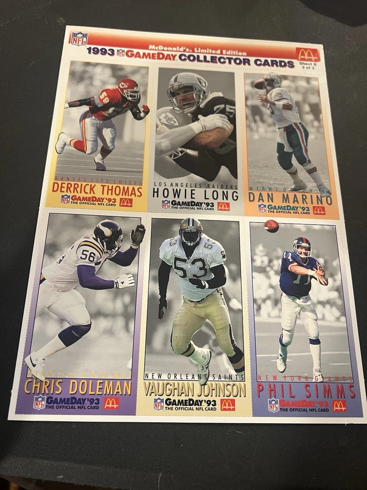 1993 McDonald's NFL Gameday Collector Cards - Complete Unaltered Set 18 Card Set - Image 3 of 4