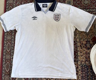 Umbro England 1990 1992 White Home Football Shirt No 19 Gazza XL