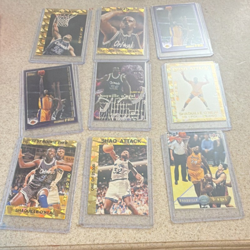 Fleer NBA Shaquille O'Neal Card Lot 9 Basketball Orlando Magic Lakers Rookie