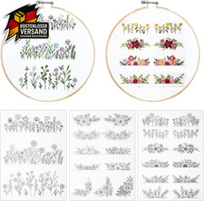 Wasserlösliche Stickvorlagen Set mit Blumenmustern für Stoffe und Dekorationen