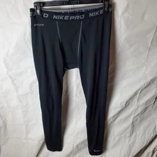 Nike Pro Combat Leggings Mens L Black Dri-Fit Compression Tight Fleece Lined 