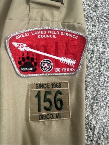 Noquet Lodge OA 100 Year Boy Scout 2XL Uniform Tan Shirt Patches - Picture 3 of 7