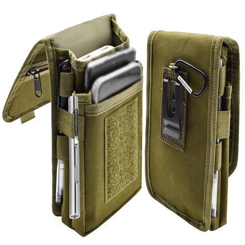 Dual Phone Holster, Large Smartphone Belt Multi-Purpose Tactical Pouch Cell P...