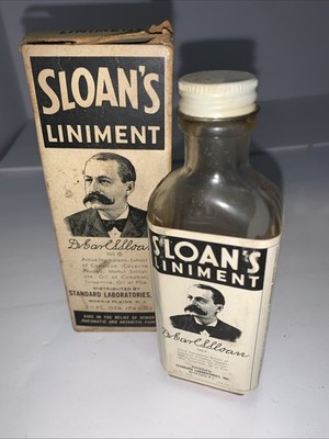Vintage 1930 s Sloan s Liniment Embossed Advertising 2.5 Oz Bottle Original Box