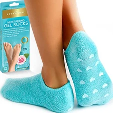 Love, Lori Moisturizing Socks - Gel Silicone Aloe Spa Socks Rose Scent ~ Size L