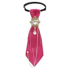 Ties for Women Pre-Tied Girls Necktie Female Adjustable Uniform Ties Dark Pink