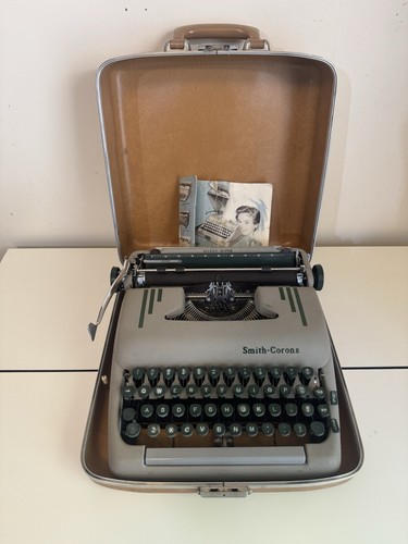 Vintage 1956 Smith Corona Silent Super Typewriter with Case Sage Green