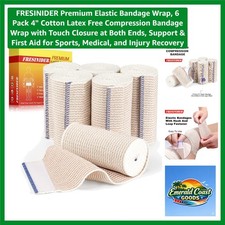 Elastic Bandage Wrap, 6 Pack 4" Cotton Latex Free Compression Bandage Wrap wi...