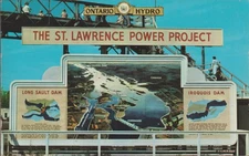 St. Lawrence Seaway Power Project Sign Ontario Canada Chrome Postcard