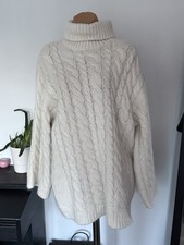PRIMARK Cream cable knit turtleneck sweater Size M UK 12-14