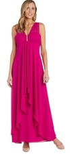 R&M Richards Women’s Gathered Sleeveless Evening Dress Gown Size 6 Fuchsia