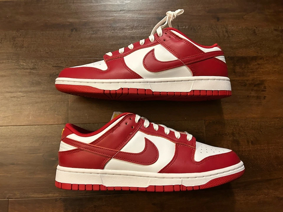 Nike Hombres Dunk Low Retro Blanco Gimnasio Rojo DD1391-602 Tenis Zapatos Talla 9.5 NUEVO Foto 4 de 4