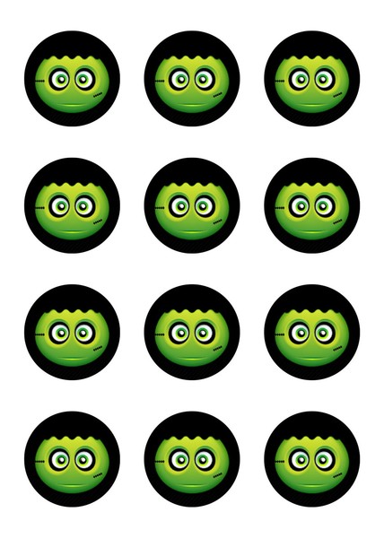 Muffinaufleger Halloween Tortenaufleger Amerikaner Zuckerpapier Smileys HW08-image