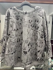 INOAH Wearable Art Whimsical Dog Print Top Women's Small V-Neck Made in USA