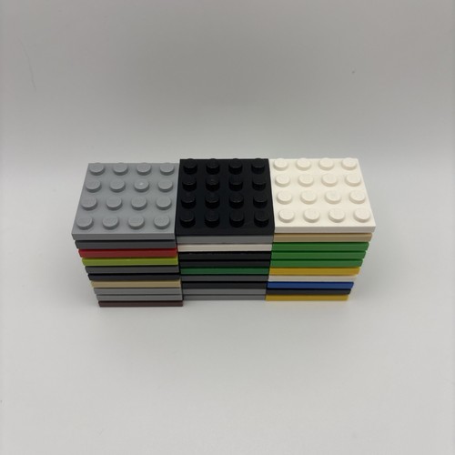 LEGO 3031 - 4x4 Muticolor Plate lot 30 Total Blue Black White Green Yellow Tan - Picture 2 of 2