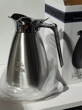 Service Ideas Square Server, Stainless Steel, Vacuum Insulation Pitcher 2% Milk