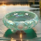 Fenton water lily flower bowl/vase light Willow green iridescent 2000 Signed