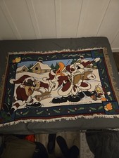 Vintage 1996 Warner Bros. Christmas Tapestry Blanket Sylvester  Looney Tunes