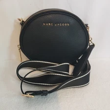 Marc Jacobs Oval Black Leather Women's Crossbody, Two Zipper Top, Clean, Used