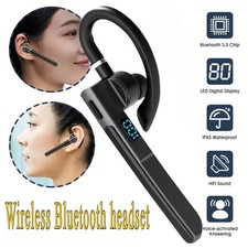 Trucker Wireless Bluetooth Earpiece Headset Dual Mic Earbud Noise Cancelling US