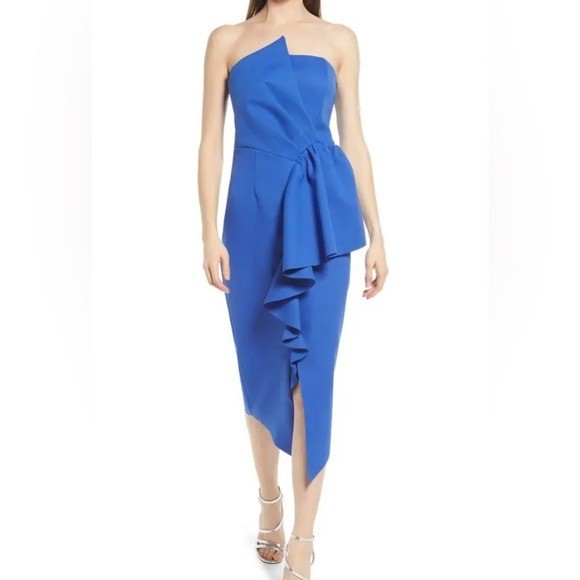 REVOLVE Elliatt Reception Cascade Strapless Dress Cobalt Blue New With Tag  XS | eBay