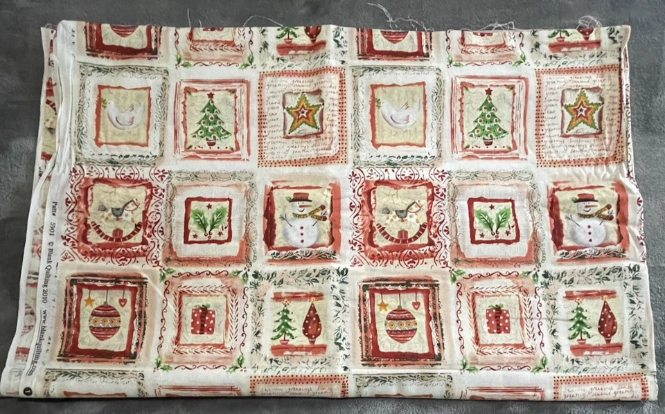 Fabric Blanket Quilting 2010 in Multicolor Christmas Pattern 100% Cotton 1.21 Yd - Image 2 of 4