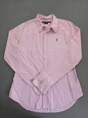 Womens Ralph Lauren Pink And White Striped Shirt Size 10