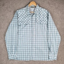 Howler Bros Mens L Large Vented Plaid Pearl Snap Fishing Shirt Long Sleeve Blue