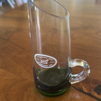 Irish Whiskey Glass Water Pitcher Tullamore Dew Green Base 12 oz Advertising 