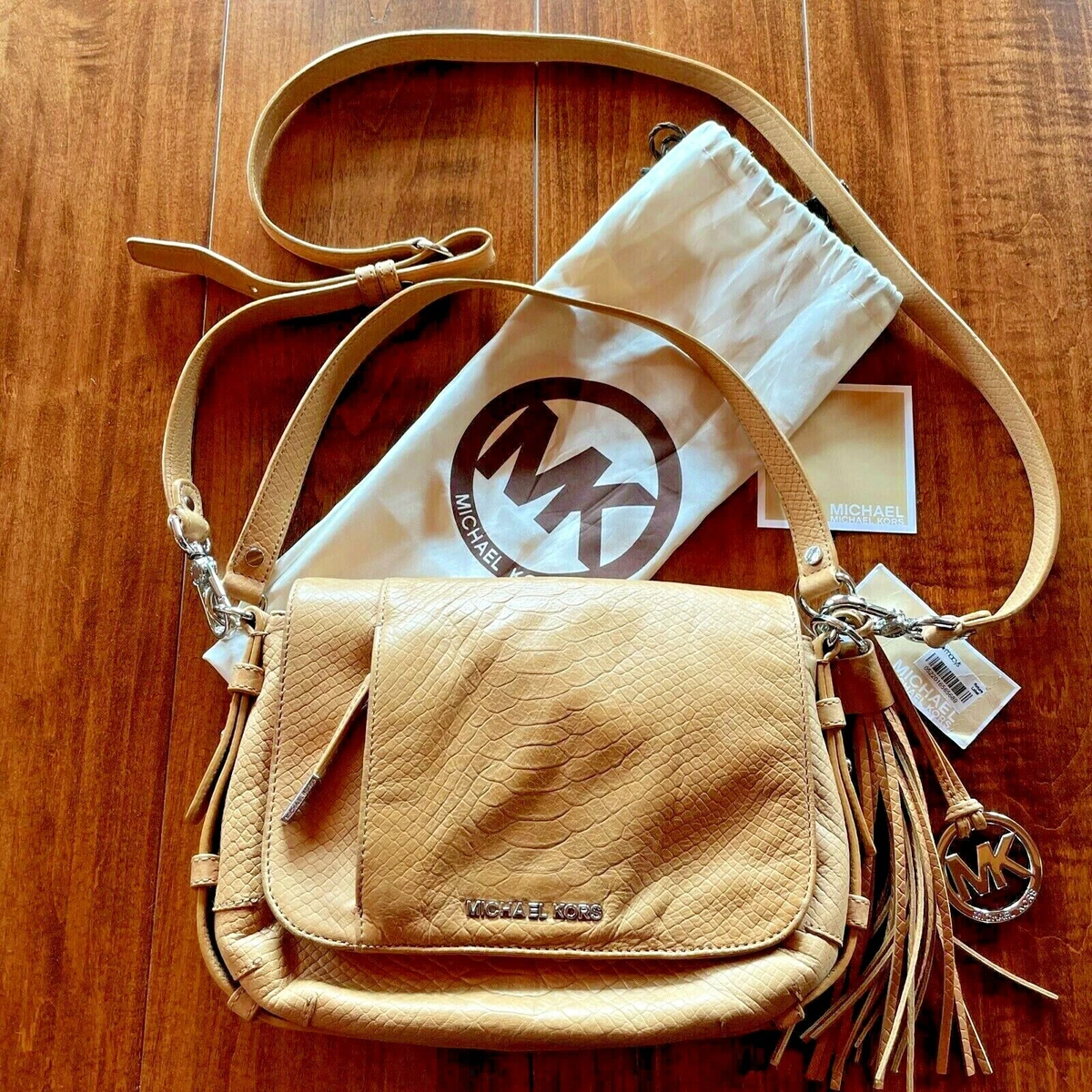 Michael Kors AUTHENTIC Bowen Convertible Shoulder Bag Purse Tan Leather NWT
