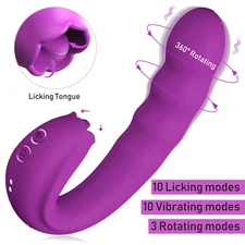 Rotating Head Vibrator Clit Tongue Licking G-Spot Massager Sex Toys for Women