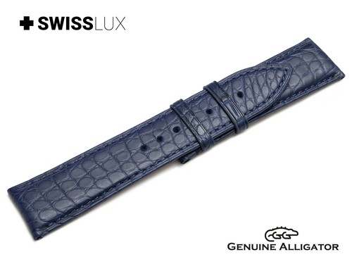 Orologio Alligatore Coccodrillo Pelle Per Glashutte BLU Cinturino Fibbia/Fibbia - Foto 8 di 10