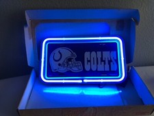 Indianapolis Colts Metal License Plate NFL Auto Tag Football Neon Team Sign