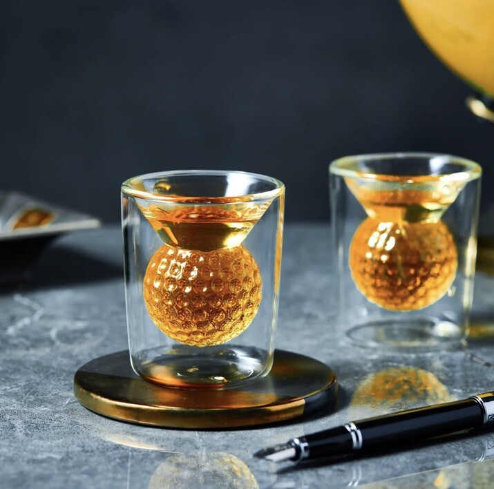 Golf Ball Shot Glasses Set of 4 Golf Gifts for Men 2oz for Whiskey