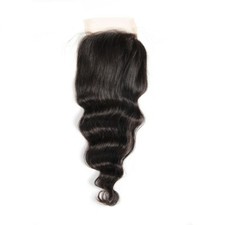 Flat Loose Wave Closure 4x4 Human hair Free Part Lace Closure Natural Black  