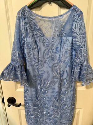 NWT Adrianna Papell Women Light Blue Embroidered Sequin Dress Size 4 | eBay