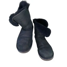UGG Keely Sheepskin Short Boots Shearling Lined Women 8 Black 1012362