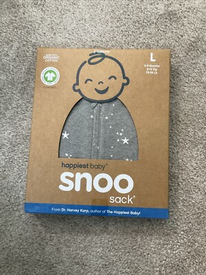 Happiest Baby Snoo Sack Swaddle Wrap gray melange with stars L