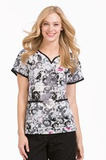  XS Women's Peaches Medical Scrub Top "Vertical Bliss" 4389VRBL 