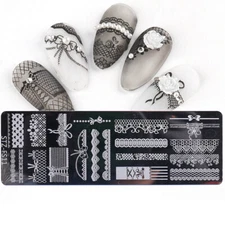 Lace Patterns Nail Art Stamping Plate Seamless Flower Lace Bow Metal Nail Plates