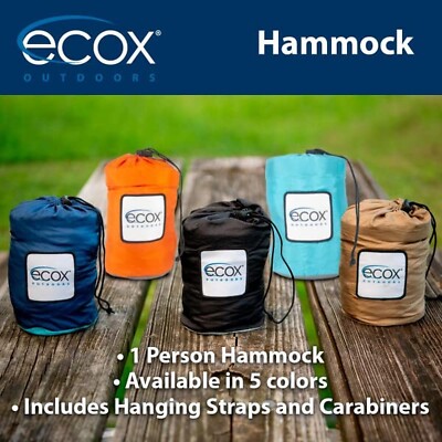 ecox Hamac Parachute Extérieur Simple avec 2 Sangles d'Arbre, Portable