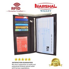 Genuine Leather Men Long Wallet Pockets ID Card Clutch Bifold Purse Marshal