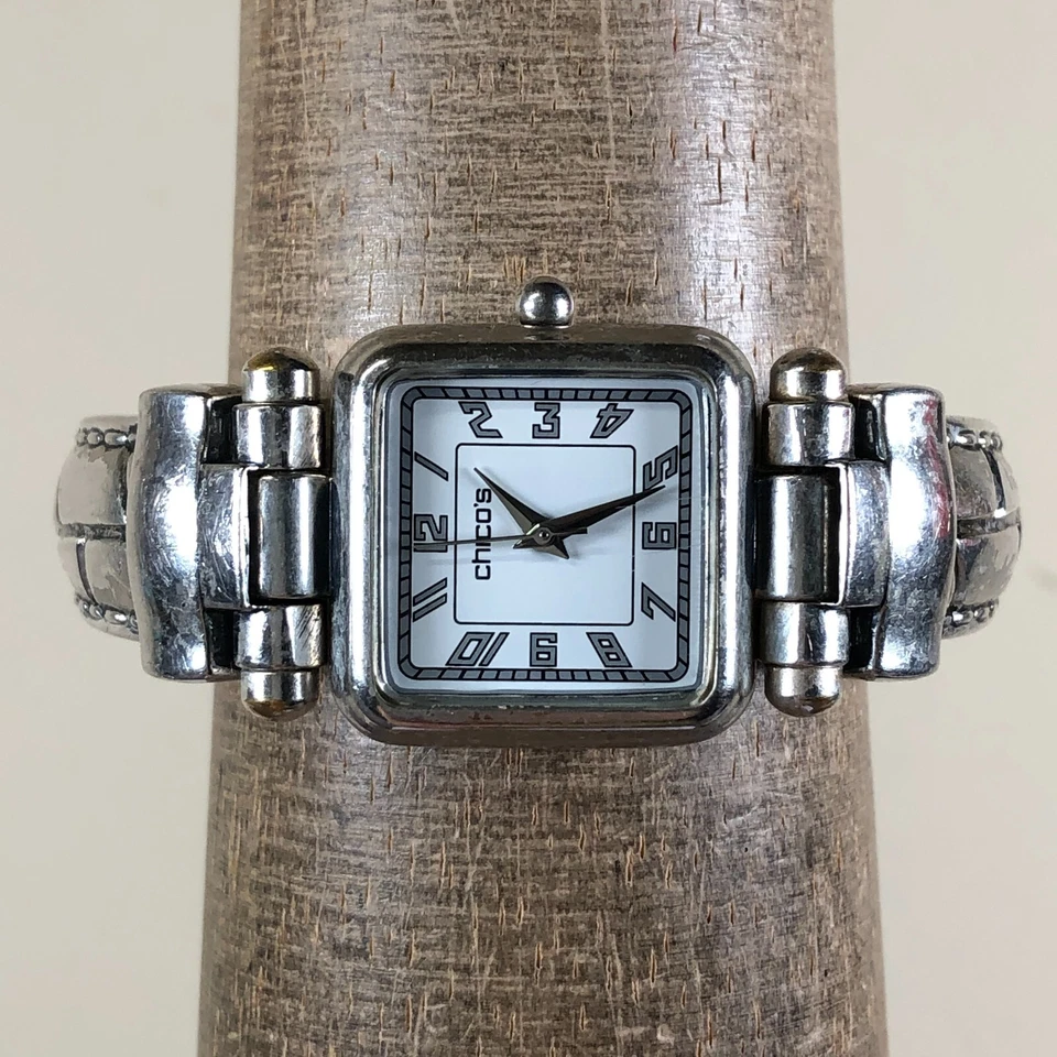 Reloj Chico's Mujer CH-203 Vestido Tono Plateado Brazalete Cuadrado Cuarzo 25mm 6 1/4" Foto 2 de 4