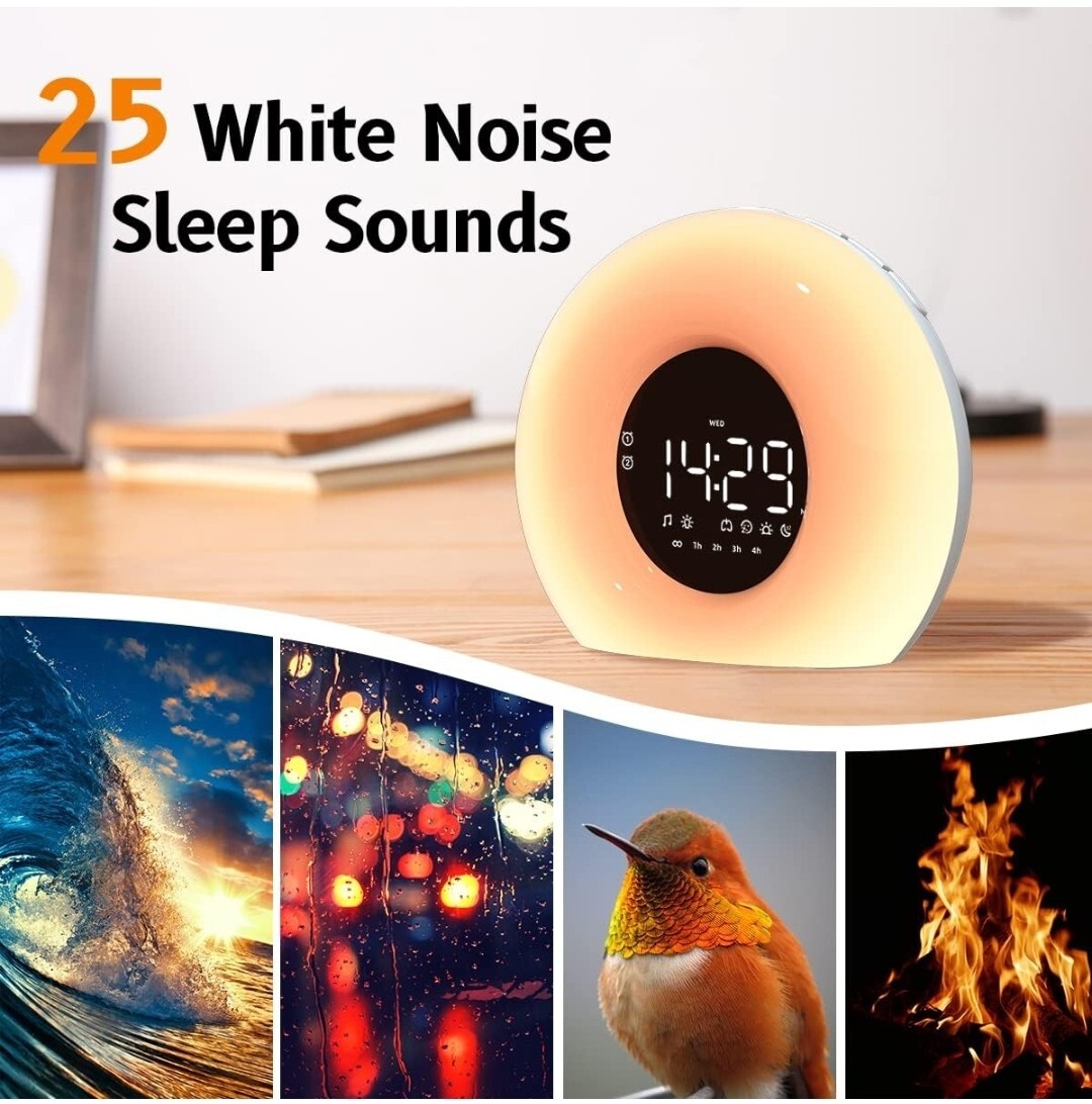 OrangeLight Wake Up Light Sunrise Alarm Clock with Sunrise Sunset Simulation 