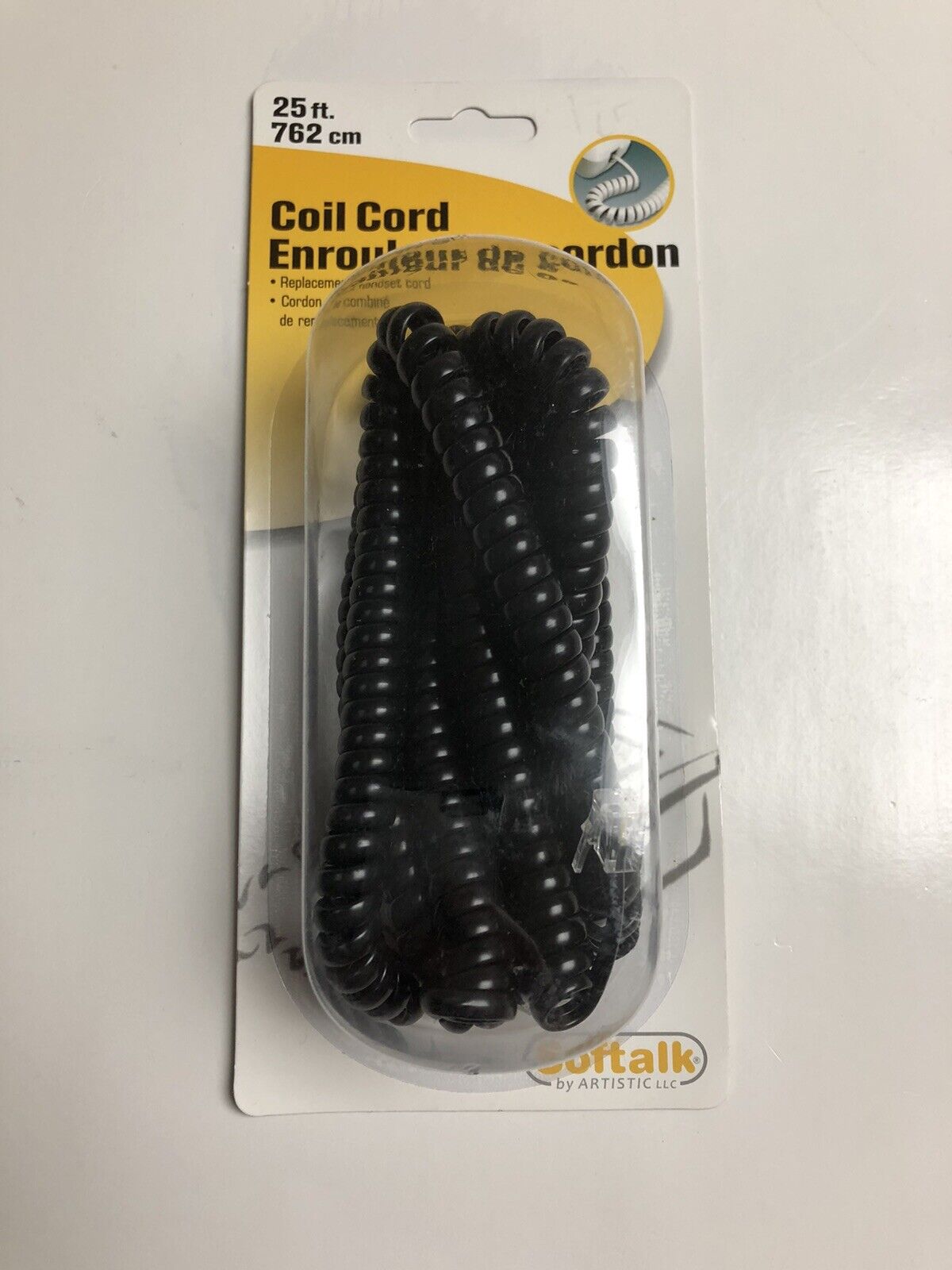 NEW SEALED! OEM Softalk Handset Coil Cord for Phone 25ft 1 Pack•Male Phone•Black