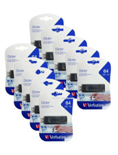 Verbatim 10PK USB 64GB Slider Flash Drive 2.0 Black Memory Stick Pendrive Thumb