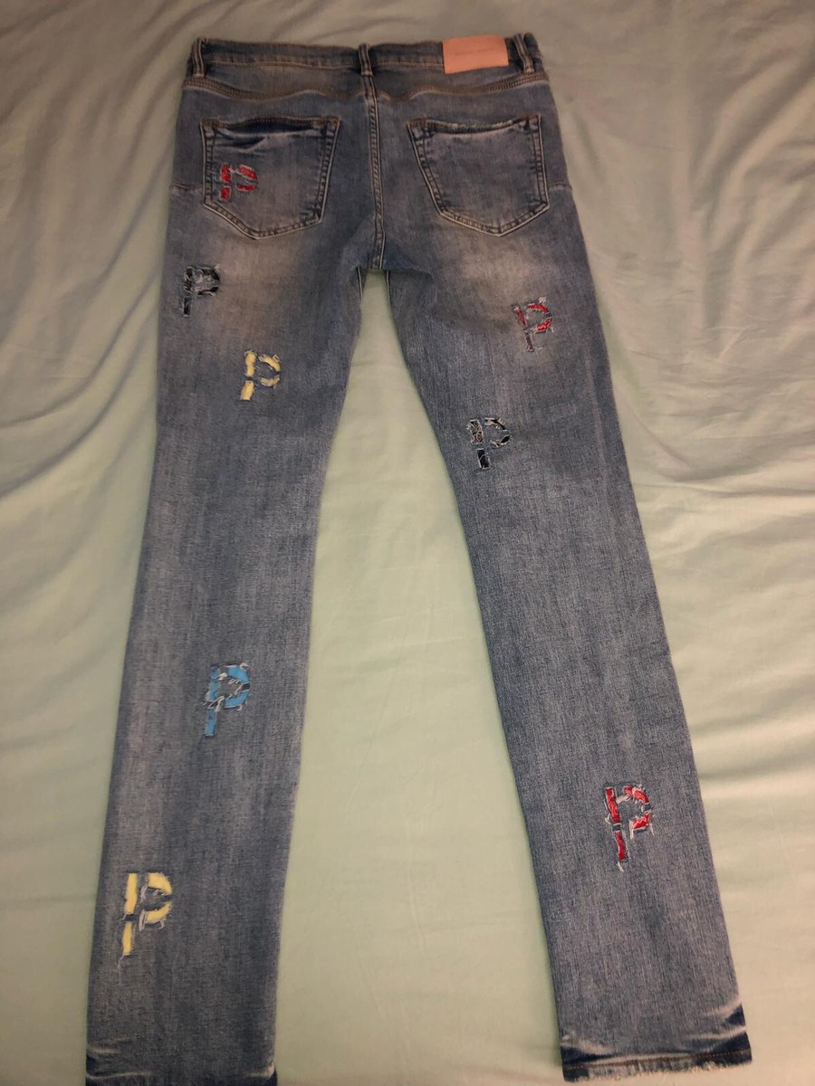 Purple Brand P001 Light Indigo Embroidery Punch P Jean Purple Brand P001 Light Indigo Embroidery Punch P Jean