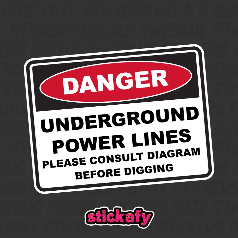 STICKAFY Underground Power Lines - Danger Sign Sticker | Placard Decal OHS WHS