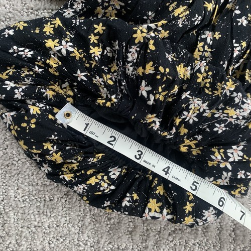 Free People Intimately Bodysuit Small S Black Floral Puff Sleeve NWT Top Womens - Picture 13 of 15