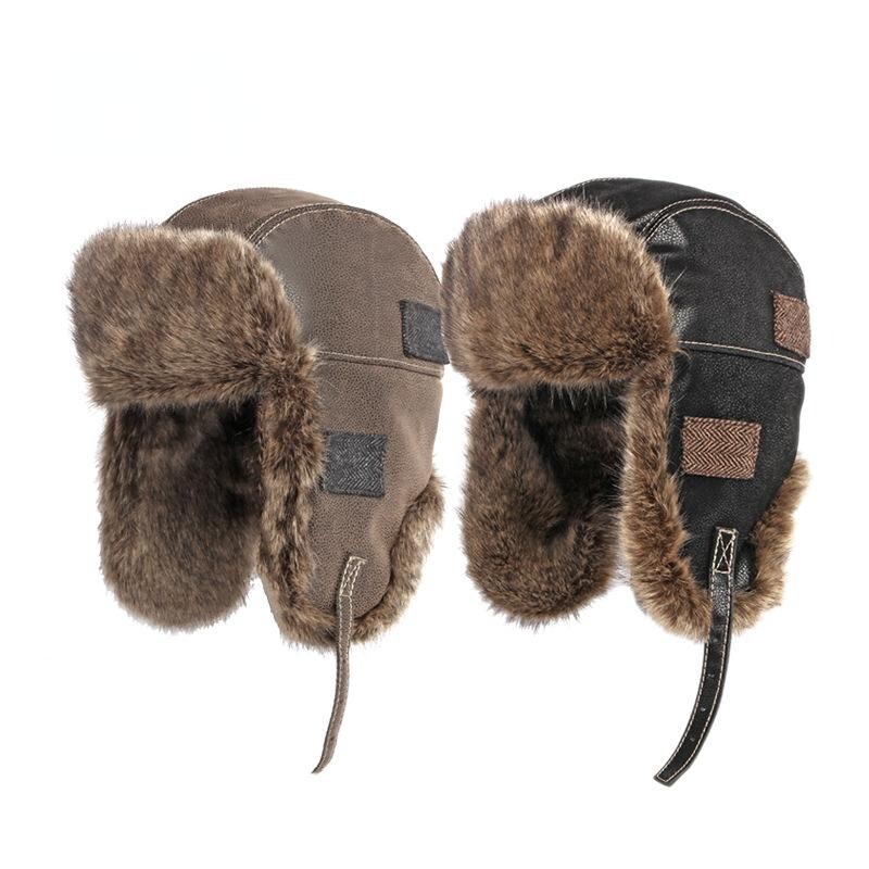 Russian Trapper Hat YM YOUMU - Faux Fur Ear Flaps Aviator Style